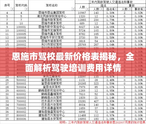 恩施市驾校最新价格表揭秘，全面解析驾驶培训费用详情