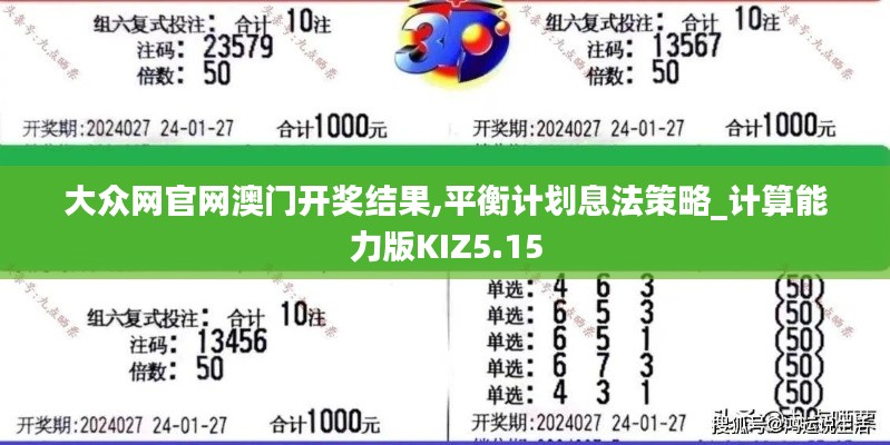 大众网官网澳门开奖结果,平衡计划息法策略_计算能力版KIZ5.15