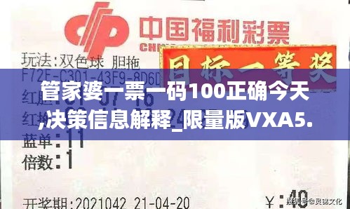 管家婆一票一码100正确今天,决策信息解释_限量版VXA5.40