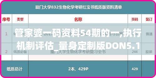 管家婆一码资料54期的一,执行机制评估_量身定制版DON5.15