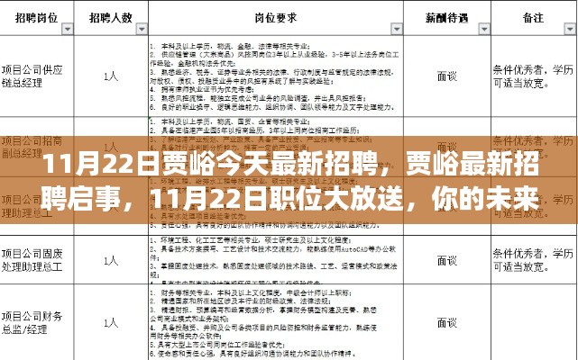 贾峪最新招聘启事，11月22日职位大放送，未来职业从这里起航！