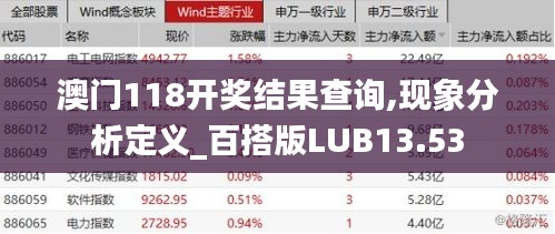 澳门118开奖结果查询,现象分析定义_百搭版LUB13.53