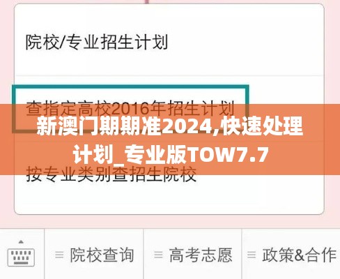 新澳门期期准2024,快速处理计划_专业版TOW7.7