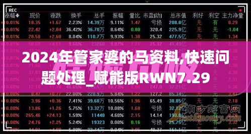 2024年管家婆的马资料,快速问题处理_赋能版RWN7.29