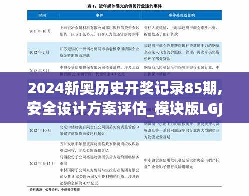 2024新奥历史开奖记录85期,安全设计方案评估_模块版LGJ7.41