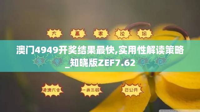 澳门4949开奖结果最快,实用性解读策略_知晓版ZEF7.62