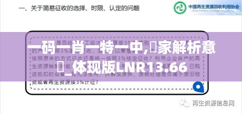 一码一肖一特一中,專家解析意見_体现版LNR13.66