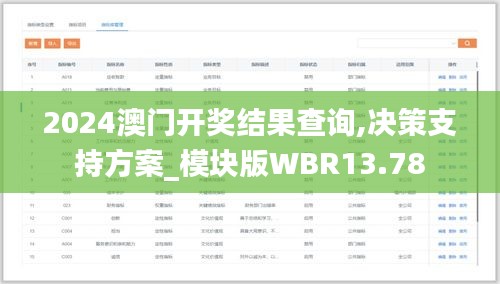 2024澳门开奖结果查询,决策支持方案_模块版WBR13.78