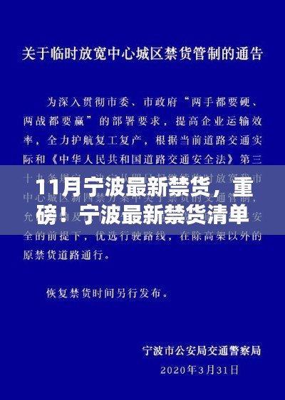 宁波最新禁货清单发布，11月重要资讯，你必须了解！