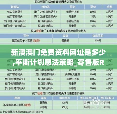 新澳澳门免费资料网址是多少,平衡计划息法策略_零售版RRD13.37