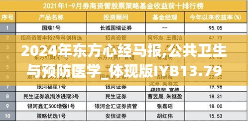 2024年东方心经马报,公共卫生与预防医学_体现版IYB13.79