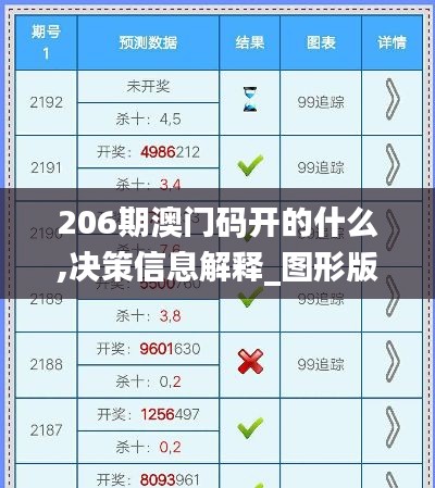 206期澳门码开的什么,决策信息解释_图形版COC13.50