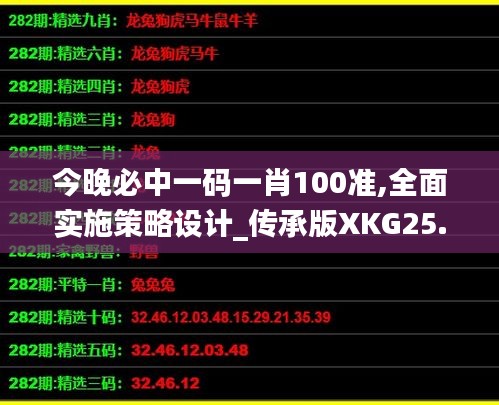 今晚必中一码一肖100准,全面实施策略设计_传承版XKG25.481