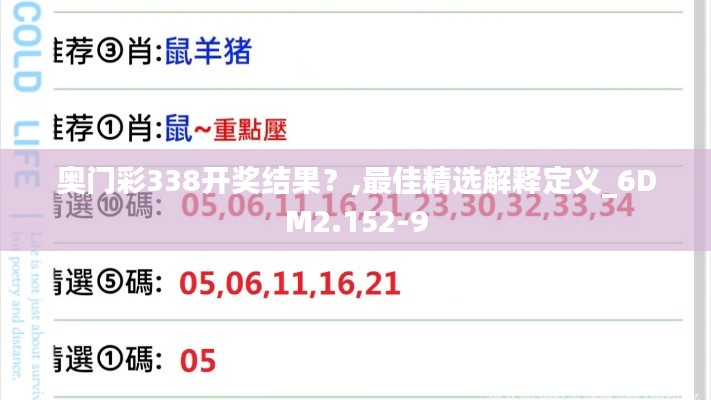 奥门彩338开奖结果？,最佳精选解释定义_6DM2.152-9