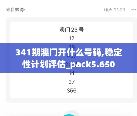 341期澳门开什么号码,稳定性计划评估_pack5.650