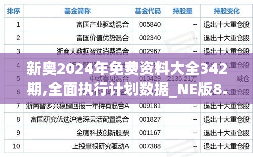 新奥2024年免费资料大全342期,全面执行计划数据_NE版8.739