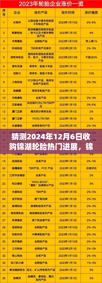 揭秘锦湖轮胎收购风云再起，最新进展预测至2024年12月6日揭晓！