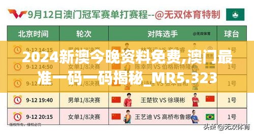 2024新澳今晚资料免费,澳门最准一码一码揭秘_MR5.323