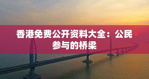 香港免费公开资料大全：公民参与的桥梁