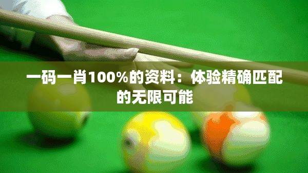 一码一肖100%的资料：体验精确匹配的无限可能