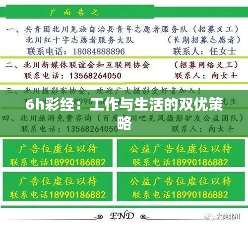 6h彩经：工作与生活的双优策略