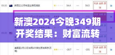 新澳2024今晚349期开奖结果：财富流转的瞬间，谁能把握？