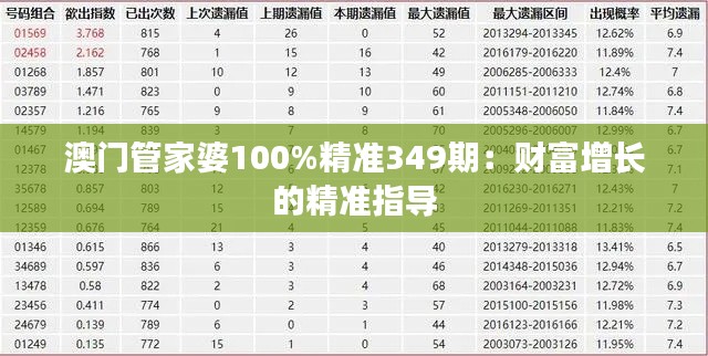 澳门管家婆100%精准349期：财富增长的精准指导