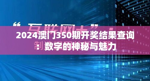 2024澳门350期开奖结果查询：数字的神秘与魅力