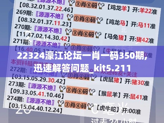 22324濠江论坛一肖一码350期,迅速解答问题_kit5.211