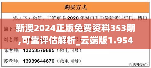 新澳2024正版免费资料353期,可靠评估解析_云端版1.954