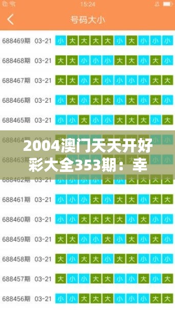 2004澳门天天开好彩大全353期：幸运数字指南