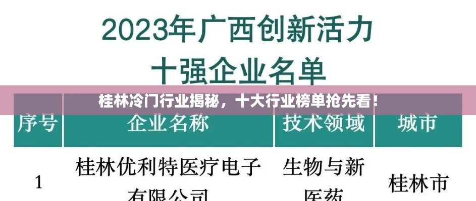 桂林冷门行业揭秘，十大行业榜单抢先看！