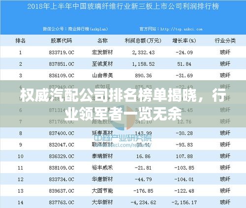 权威汽配公司排名榜单揭晓，行业领军者一览无余