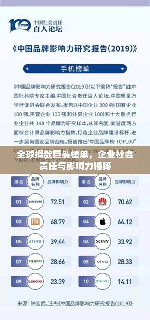 全球捐款巨头榜单，企业社会责任与影响力揭秘