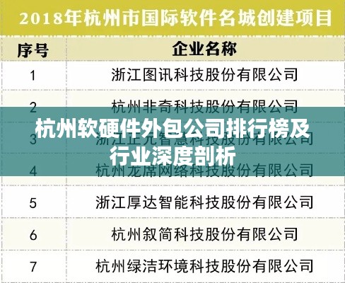 杭州软硬件外包公司排行榜及行业深度剖析