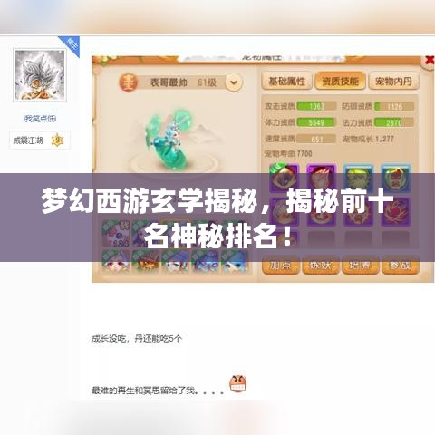 梦幻西游玄学揭秘，揭秘前十名神秘排名！