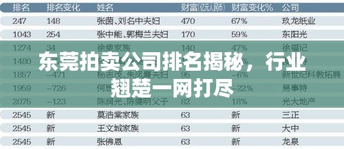 东莞拍卖公司排名揭秘，行业翘楚一网打尽